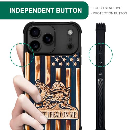 case for iPhone 17 Pro,Compatible with Magsafe,All-Round Protection Shockproof Anti-Scratches TPU Case Cover-Dont Tread On Me Wood Grain American Flag - color: Dont tread on me Wood grain American flag, size: IPhone 17 Pro