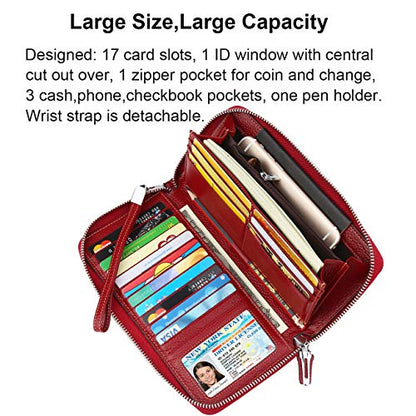 Small Compact Women Wallet RFID Blocking Genuine Leather Bifold Purse with ID Windows - color: 1- Pebbled Dark Red, size: One Size