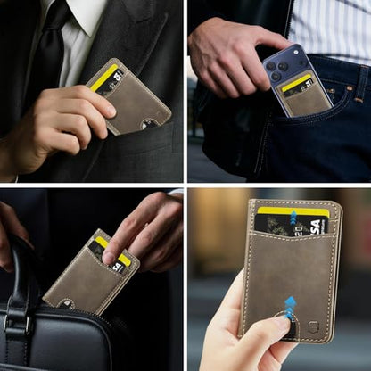 Strapurs Strong Magnetic Wallet Card Holder for MagSafe Phones and Cases, Slim PU Leather Detachable Phone Wallet with 6 Card Slots RFID Blocking for iPhone 17/16/15/14/13/12/Pro/Max/Plus – Brown - color: Brown