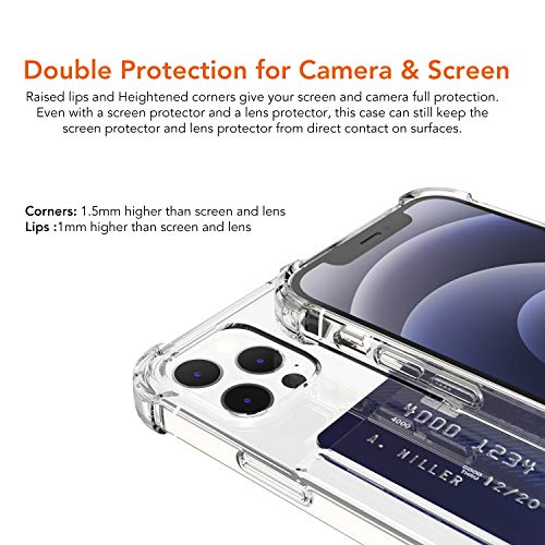 Upgrade Clear Card Case Compatible with iPhone 12/12 Pro 6.1 inch, Slim Fit Thin Protective Soft TPU Shock-Absorbing Wallet Case with Card Holder - size: iPhone 12 Pro