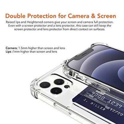 Upgrade Clear Card Case Compatible with iPhone 12/12 Pro 6.1 inch, Slim Fit Thin Protective Soft TPU Shock-Absorbing Wallet Case with Card Holder - size: iPhone 12 Pro
