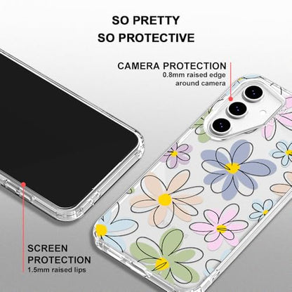 MOSNOVO Case for Samsung Galaxy S24 FE, [Buffertech 6.6ft Military-Grade Drop Protection] [Anti Peel Off Tech] Clear TPU Bumper Phone Case Cover Design - Linear Blooms - color: Clear - Linear Blooms, size: Samsung Galaxy S24 FE