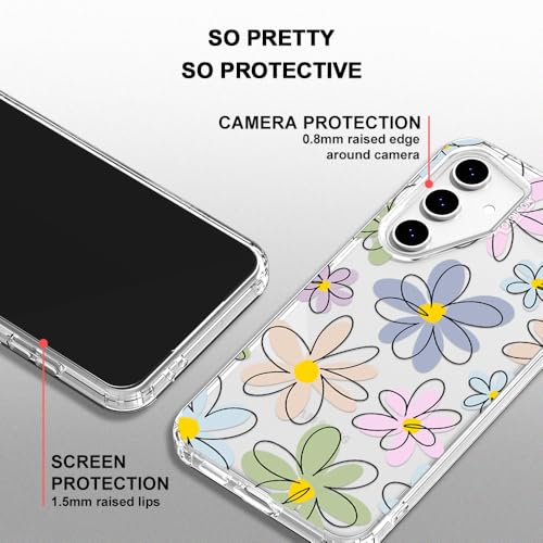 MOSNOVO Case for Samsung Galaxy S24 FE, [Buffertech 6.6ft Military-Grade Drop Protection] [Anti Peel Off Tech] Clear TPU Bumper Phone Case Cover Design - Linear Blooms - color: Clear - Linear Blooms, size: Samsung Galaxy S24 FE