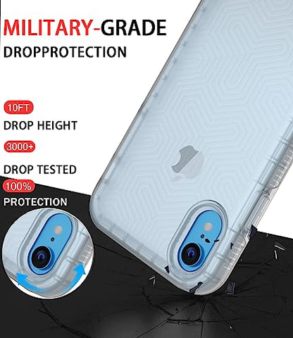 Diverbox for iPhone XR Case [Tempered Glass Screen Protector] [Shockproof] [Dropproof] Heavy Duty Protection Phone Case Cover for Apple iPhone XR Clear - color: Clear-2in1