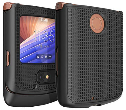 Grid Series for Motorola RAZR 5G (2020) Flip Phone Case - Black | Slim Hard Shell Cover, Satisfying Texture, Matte, For Moto XT2071 - color: Black