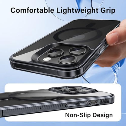 Supdeal Magnetic Clear Case for iPhone 13 Pro Max, [Compatible with MagSafe] [Non Slip Bumper & Not Yellowing] Military Grade Shockproof Transparent Silicone Phone Cover, 6.7", Black - color: Black, size: iPhone 13 Pro Max