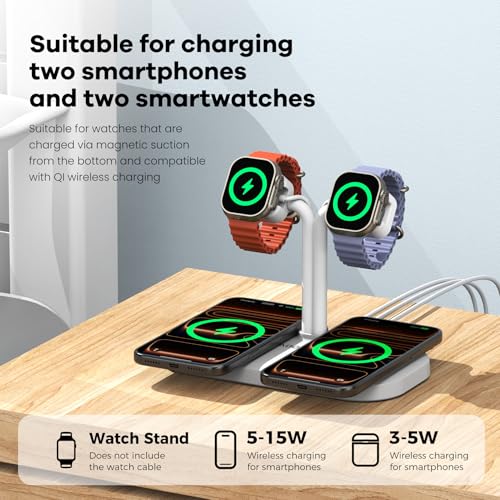 4 in 1 Dual Wireless Charging Dock and Watch Stand - color: A422SW-White