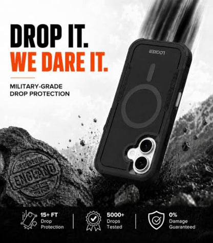 LOOXER® Heavy Duty Rugged Magnetic Case for iPhone 17 (6.3”) | Military Grade Shockproof Protection,MagSafe Compatible+ Tempered Glass Included (Black, 17) - color: Black, size: 17