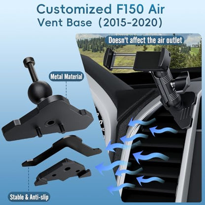 Car Metal Vent Phone Mount for 2015-2020 Ford F150 & 2017-2021 Super Duty - size: Universal Holder