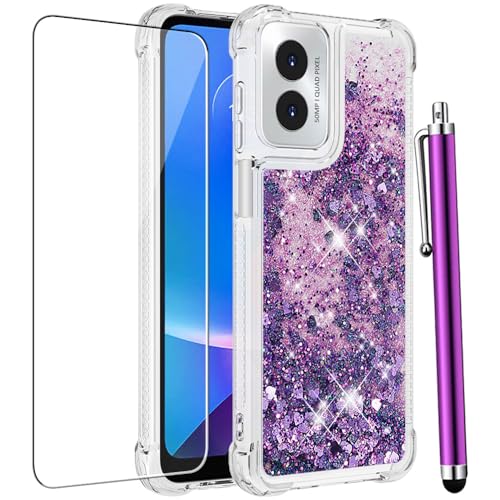 for Moto G Play 2024 Case with Screen Protector, Purple - color: Purple