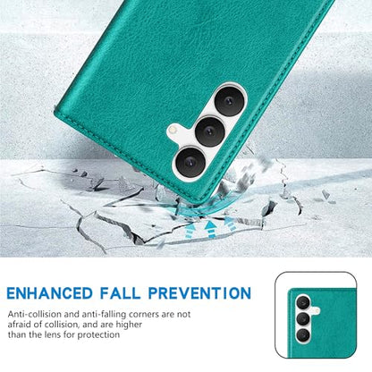 ZZXX for Samsung Galaxy S25 FE Wallet Case with [RFID Blocking] Card Slot Stand Strong Magnetic PU Leather Flip Fold Protective Phone Case for Samsung Galaxy S25 FE Case Wallet(Lake Blue-6.7 inch) - color: Lake Blue