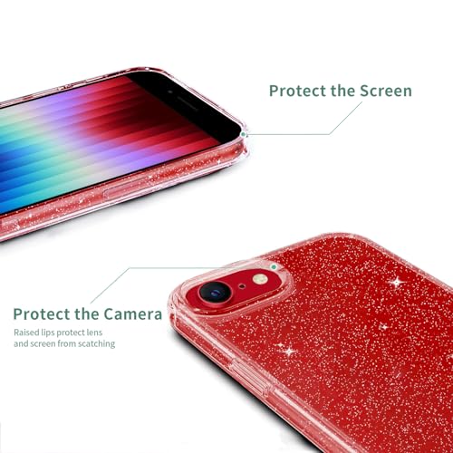JJGoo Compatible with iPhone SE Case 2022/2020, Compatible with iPhone 7 8 Case, Bling Sparkle Soft TPU Anti-Scratch Shockproof Protective Phone Bumper, Women Girls Cute Slim Phone Case, Clear Glitter - color: Clear Glitter