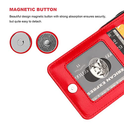 KIHUWEY for iPhone 11 Pro Max Wallet Case Card Holder Kickstand, Red | Credit Card Slots, PU Leather, Magnetic Clasp, Flip Heavy Duty Protection Cover for Men and Women - color: Red