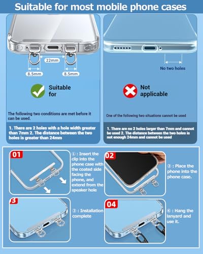 Two Hanging Ring Phone Tether Tab,360° Rotatable Ultra-thin 0.2mm Bending Design Universal Stainless Steel Phone Lanyard Metal Patch (L) - color: L