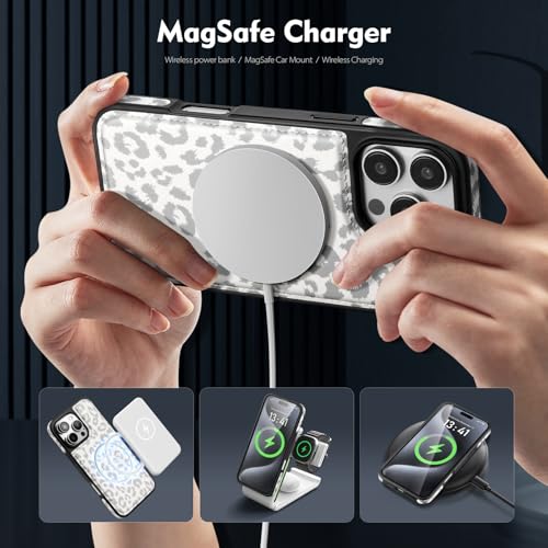 Shieldtop Compatible with MagSafe iPhone 16 Pro Wallet Case,Leopard-White | 2 in 1 Detachable Magnetic,Credit Card Holder Slots,RFID Blocking,PU Leather,Kickstand,Flip Folio Phone Cover for Men & Women - color: Leopard-White, size: iPhone 16 Pro 6.3"