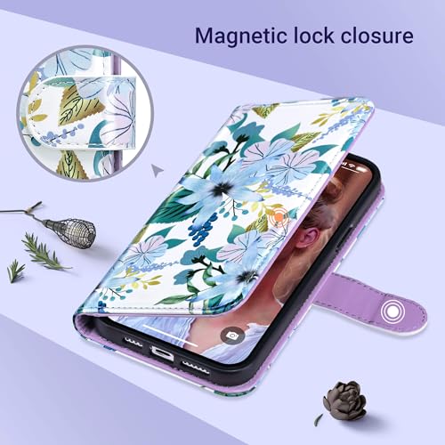 ULAK Compatible with iPhone 15 Plus Wallet Case, Blossom | [RFID Blocking] Premium PU Leather Protective Folio Flip Cover with Card Holder Kickstand, Shockproof Protection - color: Blossom, size: iPhone 15 Plus- 6.7 inch