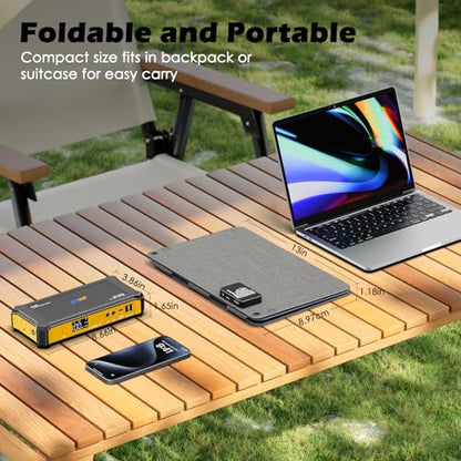 JIYHF AC Power Bank 99.9Wh with Foldable Solar Panel 30W - style: P100 Orange+30W