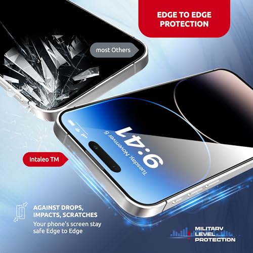 Tempered Glass Screen Protector for iPhone 14 Pro – Full Edge-to-Edge Protection, 9H Hardness, Oleophobic Coating - Screen Saver for iPhone 14 Pro with Applicator Set - Black Design - size: for iPhone 14 Pro