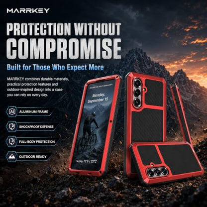 Metal Case for Samsung Galaxy S26 Case 6.3",Full Body Protective Cover Heavy Duty Shockproof [Tough Armour] Aluminum Alloy Case with Silicone Built-in Screen Protector - Red - color: Red