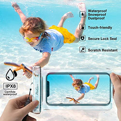 ProCase 2 Pack Waterproof Phone Pouch, Underwater Phone Case Up to 7", Dry Bag for iPhone 17 Air 16 15 14 13 Pro Plus Max, Galaxy S24 S23 S22 Ultra Pixel, Beach Essentials -Clear - color: Clear