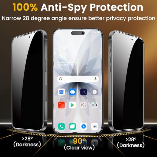 Romkasi 3 Pack Privacy Screen Protector for iPhone 17 6.3 Inch with 3 Pack Camera Lens Protector, Anti Spy Tempered Glass Film, Anti-Scratch, Touch Sensitive, Case Friendly - color: iPhone 17