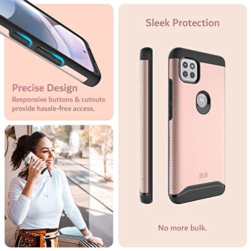TUDIA DualShield Designed for Motorola One 5G ACE Phone Case 2021, [Merge] Shockproof Military Grade Dual Layer Tough Slim Heavy Duty Protection for Moto One 5G UW ACE Case - Rose Gold - color: Rose Gold
