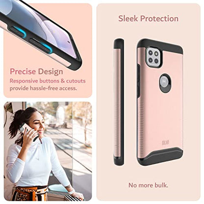 TUDIA DualShield Designed for Motorola One 5G ACE Phone Case 2021, [Merge] Shockproof Military Grade Dual Layer Tough Slim Heavy Duty Protection for Moto One 5G UW ACE Case - Rose Gold - color: Rose Gold
