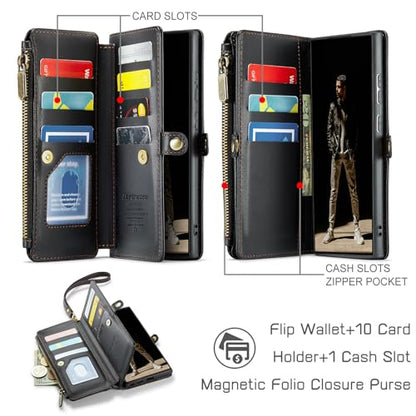 Defencase for Samsung Galaxy S25 Ultra Wallet Case with Card Holder, Black | with RFID Blocking Zipper Pocket, Durable PU Leather, Wrist Strap, S25 Ultra Flip Phone Cases Cover with Stand for Women Men - color: Black