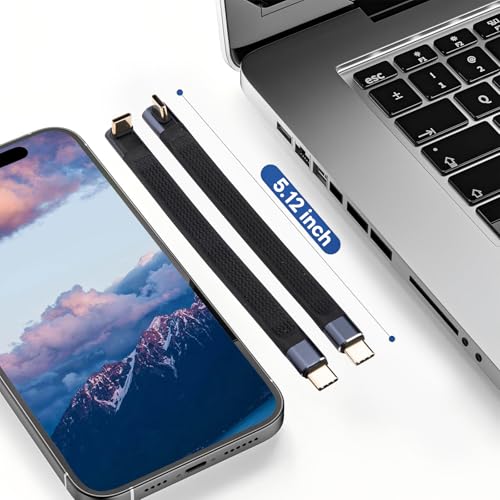 90 Degree Short USB C to USB C Cable 5 Inch 240W 40Gbps 8K - color: Black, size: 90Degree male to male