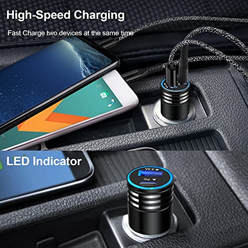 USB C Car Charger Fast Charging for iPhone 17e/16e/17 Pro Max16/15/Pro/Max
