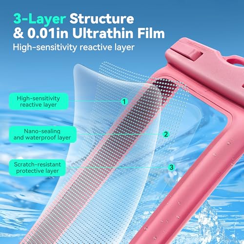 Floating Waterproof Phone Pouch 2 Pack - Dual Floatable Airbags Up to 7.2", IPX8 Waterproof Phone Dry Bag with Lanyard for Beach, for iPhone 17 16 15 Samsung Galaxy Etc., Pink + Green - color: Pink + Green