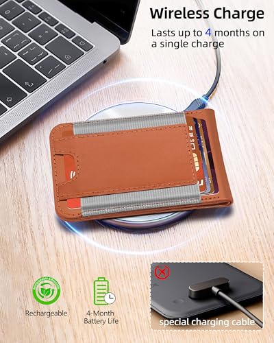 for Magsafe Wallet Works with Apple Find My, Leather Magnetic Phone Wallet - color: Walnut Brown