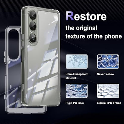 Case for Sony Xperia 1 VII, Military Grade Drop Protection Phone Case, Yellowing Resistant, Anti-Scratch Hard PC Back, Shockproof Hard Ultra-Thin Protective Cover, Clear - size: Sony Xperia 1 VII