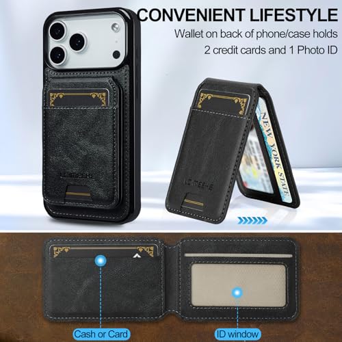 L3 2 in 1 Detachable Leather Wallet and Phone Cases Compatible with iPhone 17 Pro Max Case with Card Holder RFID Blocking, Compatible with Magsafe Charging 6.9 Kickstand (Black, IP 17 Pro Max) - color: Black, size: 6.9