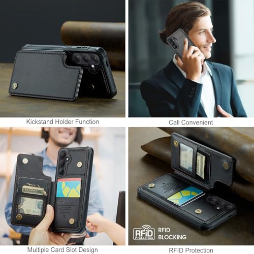 Kowauri for Samsung Galaxy S26 Case, PU Leather Wallet Case for Women Men with RFID Blocking Card Holder Slot Magnetic Closure Shockproof Protective Phone Cover for Samsung Galaxy S26 (Black) - color: Black