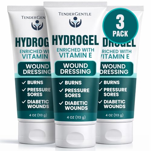 Hydrogel Wound Dressing Ointment - 3 Pack of 4 oz Amorphous Hydrogel for Wound Care, Burns, Diabetic Ulcers - Enriched with Vitamin E - First Aid Gel for Medical Facilities and Nursing Homes - size: 4 Ounce (Pack of 3)