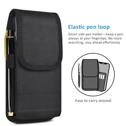 Cell Phone Holster with Card Holder Pouch Belt Clip Men for iPhone 17 Air 16 15 14 13 12 11 Pro Max Plus Samsung Galaxy S25 S24 S23 S22 Plus FE, L-Black - color: Black, size: L