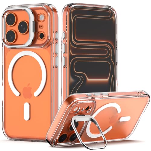 Nvollnoe for iPhone 17 Pro Case Compatible with MagSafe Military Grade Shockproof Heavy Duty Protective Adjustable Kickstand Matte Semi Clear Phone Case for iPhone 17 Pro(Clear) - color: Clear, size: for iphone 17 pro-6.3"(3 lens)