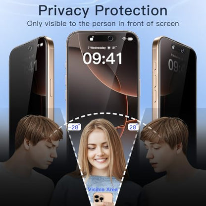 JETech Privacy Screen Protector for iPhone 16 Pro Max, 2-Pack - size: iPhone 16 Pro Max