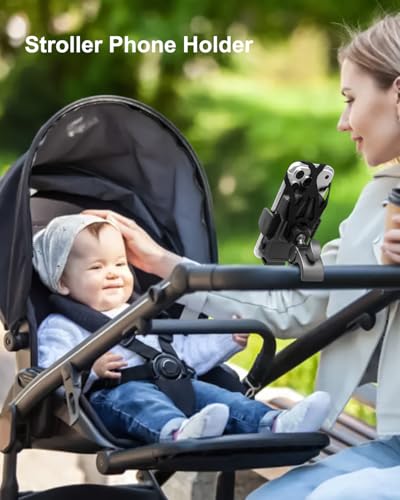 Stroller Phone Holder, [Secure Strap Protection] Phone Clamp Mount