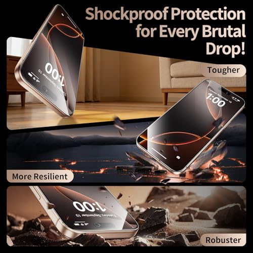 2 Pack for iPhone 16 Pro Screen Protector, 9H+ Hardness Tempered Glass Full Edge Coverage, Military-Grade Shatter Protection, HD Clear & Sensitive Touch, Easy Installation - size: for iPhone 16 Pro