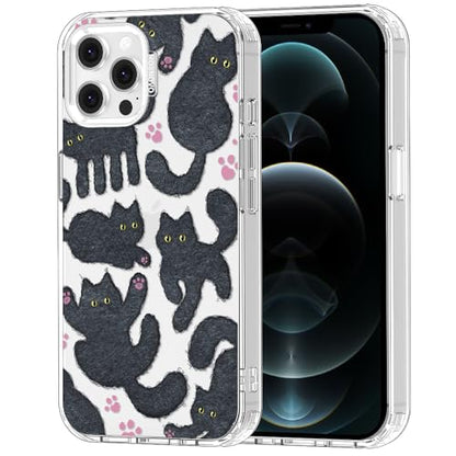 MOSNOVO Case for iPhone 12 & iPhone 12 Pro, [Buffertech 6.6ft Military-Grade Drop Protection] [Anti Peel Off Tech] Clear TPU Bumper Phone Case Cover Design - Black Furry Cat - color: Clear - Black Furry Cat, size: iPhone 12 / iPhone 12 Pro