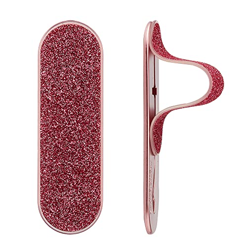 Momostick Flatstick, Cell Phone Finger Grip Strap Holder for Hand, Cell Phone Stand, New Slim Finger Loop Selfie Grip Compatible with Most Smartphones - Glitter Hot Pink - color: Glitter Hot Pink