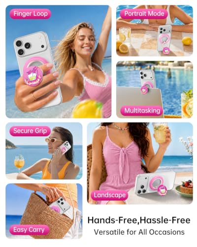 SYNCWIRE Magnetic Phone Ring Holder, for MagSafe Phone Grip Stand Kickstand - color: Mood-Blush Pink