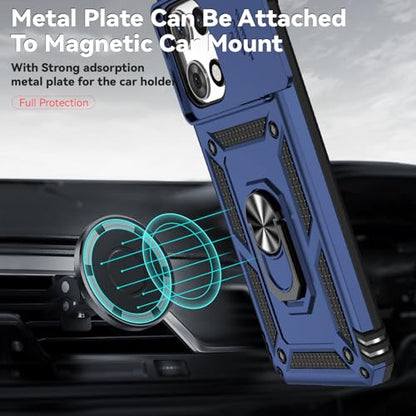 for Motorola Moto G 2025 / Moto G 2026 / Moto G Play 2026 Case, with Slide Camera Cover Screen Protector Ring Holder Kickstand Military Grade Protection Drop Tested Protective Phone Case (Navy Blue) - color: Navy Blue with camera cover Military-Grade 2nd