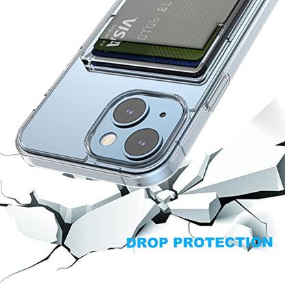 【Upgrade】 for iPhone 13 Clear Wallet Case, Anti-Yellowing Slim Fit Thin TPU Bumper + PC Back Case with 2 Cards Holder - color: Clear, size: iPhone 13