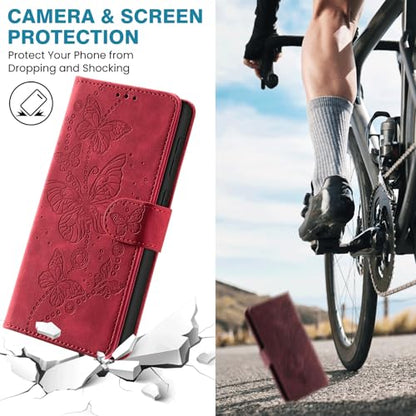 Case Wallet for Motorola Moto G Power 5G 2024, Red | RFID Blocking, 3 Card Holder Stand, Shockproof TPU Shell, PU Leather Magnetic Closure, 6.7-inch - color: Red