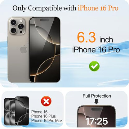 2 Pack Mirror Screen Protector for iPhone 16 Pro Privacy