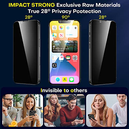 ImpactStrong Anti-Spy Privacy Screen Protector for iPhone 16e / iPhone 13 / iPhone 13 Pro (6.1-Inch), 9H Tempered Glass, Shatter-Resistant, Anti-Scratch, Easy Install Kit, Case Friendly, 2-Pack - size: iPhone 16e/14/13/13 Pro