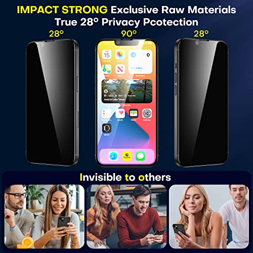 ImpactStrong Anti-Spy Privacy Screen Protector for iPhone 16e / iPhone 13 / iPhone 13 Pro (6.1-Inch), 9H Tempered Glass, Shatter-Resistant, Anti-Scratch, Easy Install Kit, Case Friendly, 2-Pack - size: iPhone 16e/14/13/13 Pro